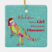 Gewoon een meisje dat dol is op dinosauriërs keramisch ornament (Voorkant)