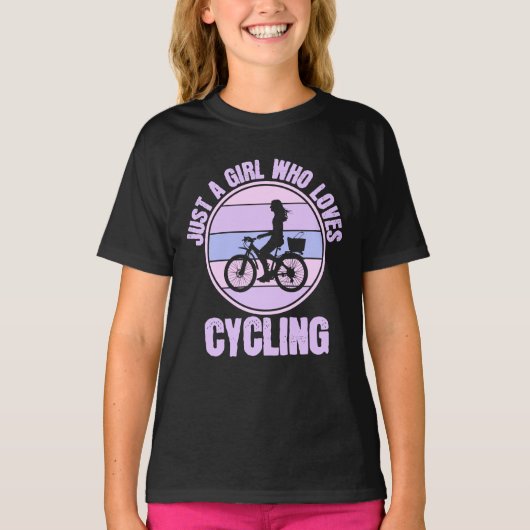 Gewoon een meisje dat dol is op fietsen t-shirt (Voorkant)