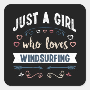 Gewoon een meisje dat dol is op rondsurfende grapp vierkante sticker
