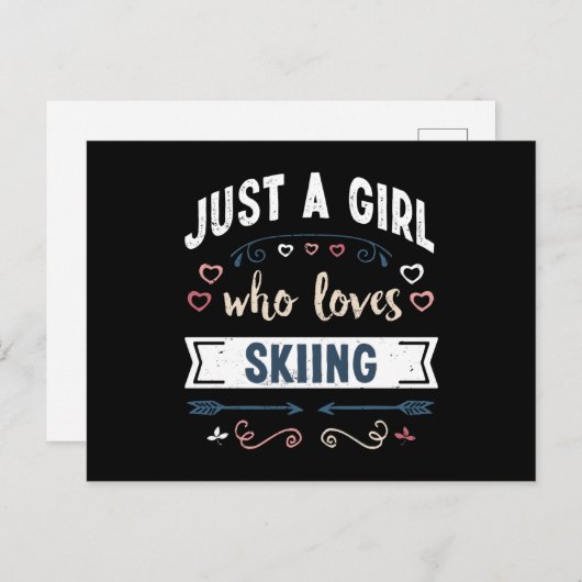 Gewoon een meisje dat dol is op Skiing Funny Gifts Briefkaart (Voorkant / Achterkant)