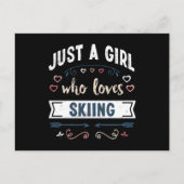 Gewoon een meisje dat dol is op Skiing Funny Gifts Briefkaart (Voorkant)