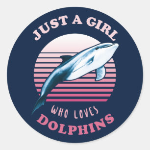 Gewoon een meisje dat dolfijnen houdt ronde sticker