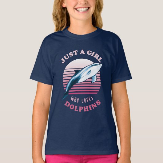 Gewoon een meisje dat dolfijnen houdt t-shirt (Voorkant)