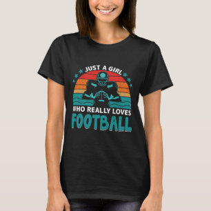Gewoon een meisje dat echt van Amerikaans Football T-shirt
