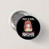 Gewoon een meisje dat echt van anime houdt ronde button 3,2 cm (Voorkant /achterkant)