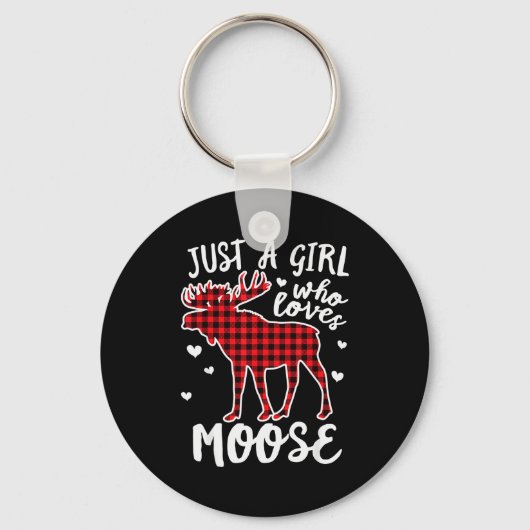 Gewoon Een Meisje Dat Elanden Buffalo Plaid Kerstm Sleutelhanger (Voorkant)