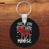 Gewoon Een Meisje Dat Elanden Buffalo Plaid Kerstm Sleutelhanger (Voorkant)