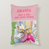 Gewoon een meisje dat feeën leuk vindt Roze Accent Kussen (Voorkant(Verticaal))