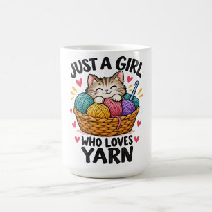 Gewoon een meisje dat garen houdt van katten Cute Koffiemok