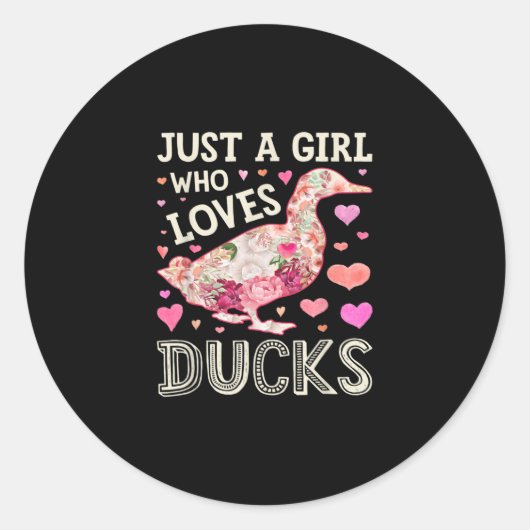 Gewoon een meisje dat gek is op Ducks Funny Duck S Ronde Sticker (Voorkant)