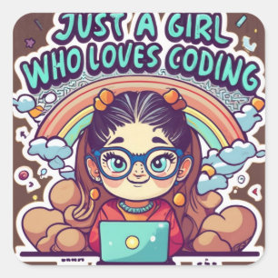 Gewoon een meisje dat gek is op het coderen van ge vierkante sticker