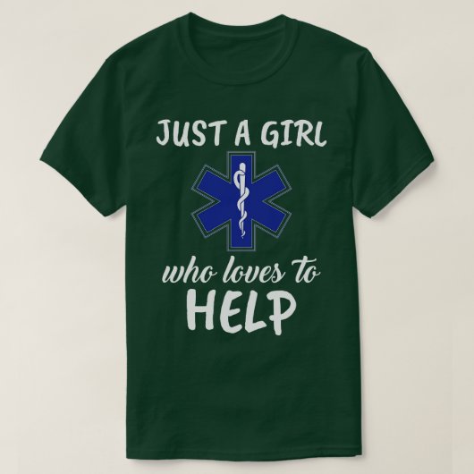 Gewoon een meisje dat graag EMT helpt T-shirt (Design voorkant)