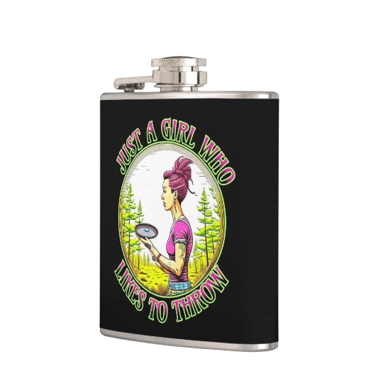 Gewoon een meisje dat graag gooit | Schijfgolf Heupfles (Links)