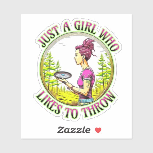 Gewoon een meisje dat graag gooit | Schijfgolf Sticker (Vel)