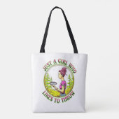 Gewoon een meisje dat graag gooit | Schijfgolf Tote Bag (Achterkant)
