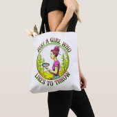 Gewoon een meisje dat graag gooit | Schijfgolf Tote Bag (Dichtbij)