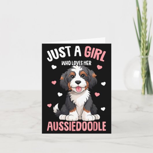 Gewoon Een Meisje Dat Haar Aussiedoodle Aussie Doo Kaart (Voorkant)