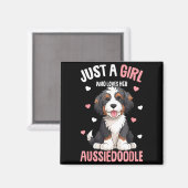 Gewoon Een Meisje Dat Haar Aussiedoodle Aussie Doo Magneet (Voorkant / Achterkant)