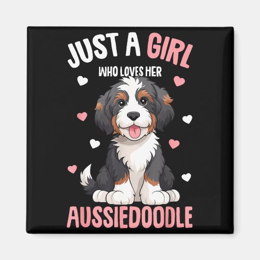 Gewoon Een Meisje Dat Haar Aussiedoodle Aussie Doo Magneet (Voorkant)