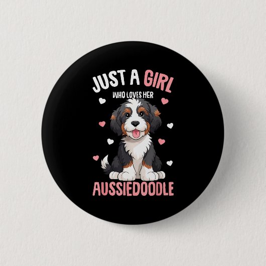 Gewoon Een Meisje Dat Haar Aussiedoodle Aussie Doo Ronde Button 5,7 Cm (Voorkant)