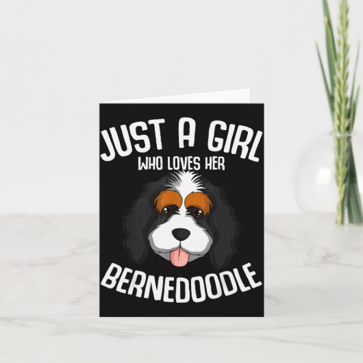 Gewoon Een Meisje Dat Haar Bernedoodle Hond Liefhe Kaart (Voorkant)