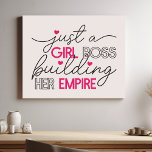 Gewoon een meisje dat haar imperium bouwt imitatie canvas print<br><div class="desc">Versterk uw ruimte en ontleen uw ambitie met deze stijlvolle canvas print. Met de empowering zinsnede "Just a girl boss building her empire" in een modern script tegen een chique blush roze achtergrond, is dit kunstwerk de perfecte herinnering aan je kracht en potentieel. Ideaal voor uw kantoor, werkplek of elke...</div>