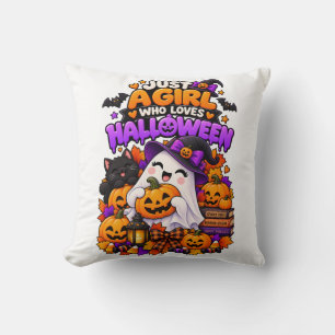 Gewoon een meisje dat Halloween leuk vindt, knappe Kussen