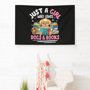 Gewoon Een Meisje Dat Honden En Boeken Lezen Liefh Spandoek