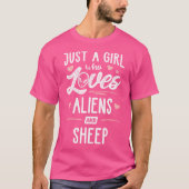 Gewoon een meisje dat houdt van aliens en schapenv t-shirt (Voorkant)