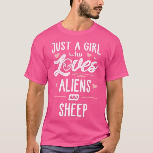 Gewoon een meisje dat houdt van aliens en schapenv t-shirt (Voorkant)