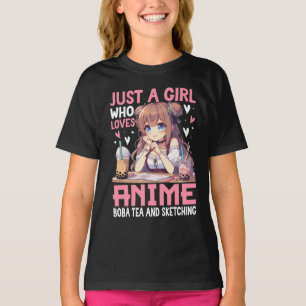 Gewoon een meisje dat houdt van anime boba thee en t-shirt