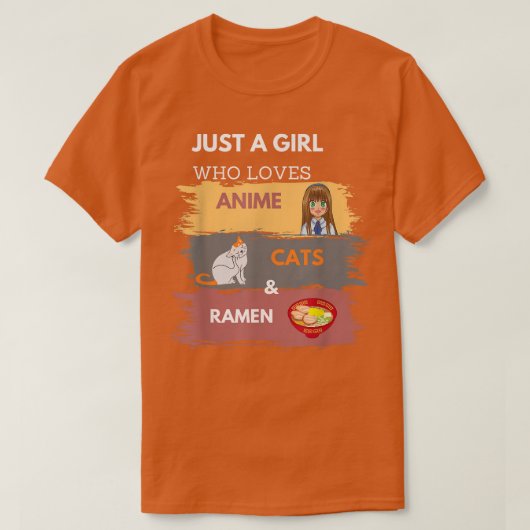 Gewoon een meisje dat houdt van Anime Cats & Ramen T-shirt (Design voorkant)