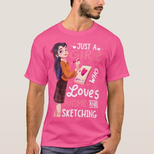 Gewoon een meisje dat houdt van anime en schetsen t-shirt (Voorkant)