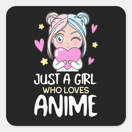 Gewoon een meisje dat houdt van Anime Manga Drawin Vierkante Sticker (Voorkant)