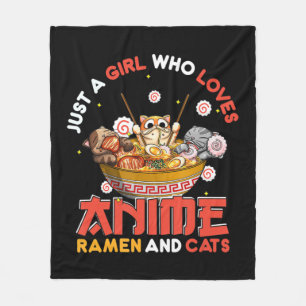Gewoon een meisje dat houdt van Anime Ramen en Kat Fleece Deken