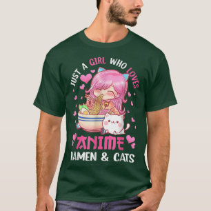 Gewoon een meisje dat houdt van Anime Ramen en Kat T-shirt