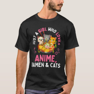Gewoon een meisje dat houdt van Anime Ramen en Kat T-shirt