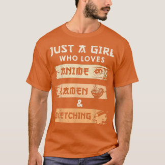 Gewoon een meisje dat houdt van Anime Ramen en ket T-shirt