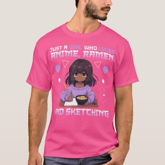 Gewoon een meisje dat houdt van Anime Ramen en ket T-shirt (Voorkant)
