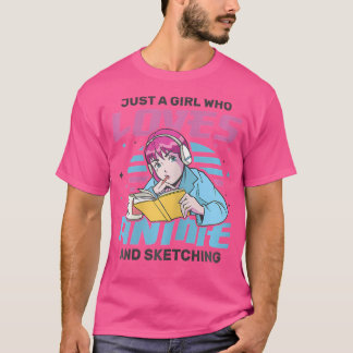 Gewoon een meisje dat houdt van anime schetsen kom t-shirt