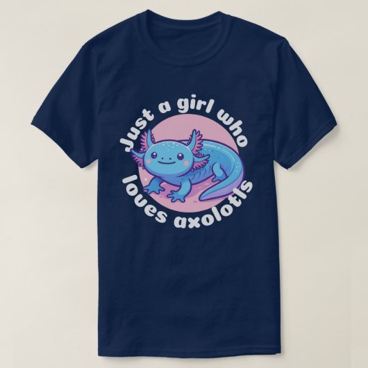 Gewoon een meisje dat houdt van Axolotls Blue Kawa T-shirt (Design voorkant)