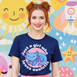 Gewoon een meisje dat houdt van Axolotls Blue Kawa T-shirt