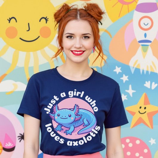 Gewoon een meisje dat houdt van Axolotls Blue Kawa T-shirt