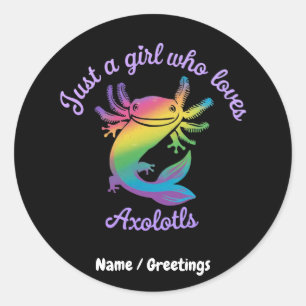 Gewoon een meisje dat houdt van Axolotls Schattige Ronde Sticker