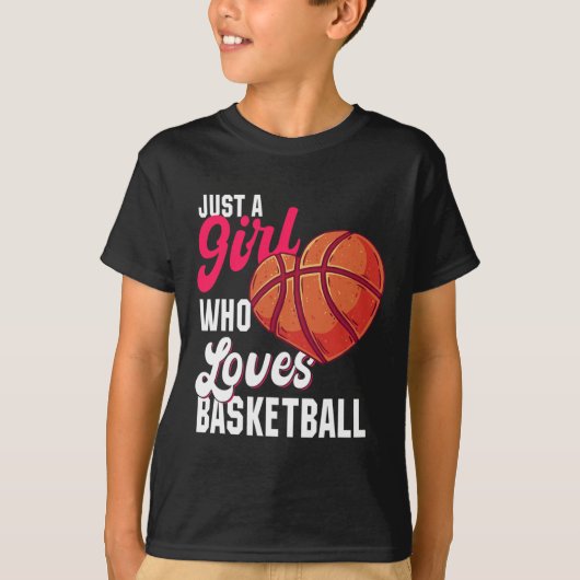 Gewoon een meisje dat houdt van basketbal meisje K T-shirt (Voorkant)