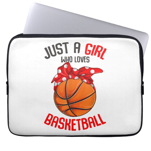 Gewoon een meisje dat houdt van basketbal meisje laptop sleeve (Voorkant)