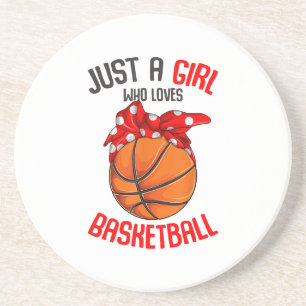 Gewoon een meisje dat houdt van basketbal meisje zandsteen onderzetter