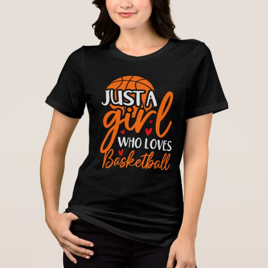 Gewoon een meisje dat houdt van basketbal T-shirt (Voorkant)