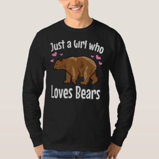 Gewoon een meisje dat houdt van Beren Grizzly Beer T-shirt