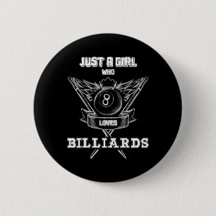 Gewoon een meisje dat houdt van biljart poolspeler ronde button 5,7 cm